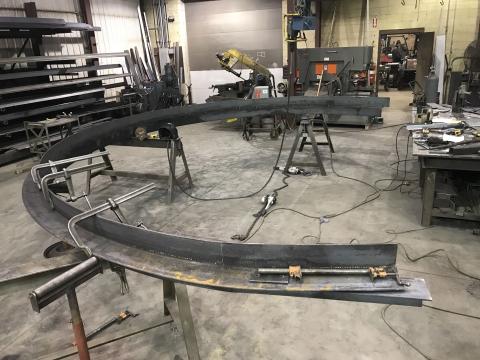 Rolled angles laid back to back, required to weld them together.